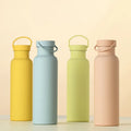 Custom logo Wide Mouth Double Walled Sports 600ML Water Bottle Vacuum Flask Stainless Steel with New Wide Handle Straw and Lid