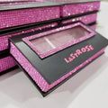 Lashpackaging Box with Pink Rhinestone Luxury Ribbon Rectangle Eyelash Packaging Box case of Mink Lash Packaging Vendor