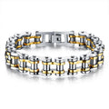 Men Stainless Steel Motorcycle Bike Chain New Designs Two Tone Color Chain Bracelet Punk Biker Jewelry