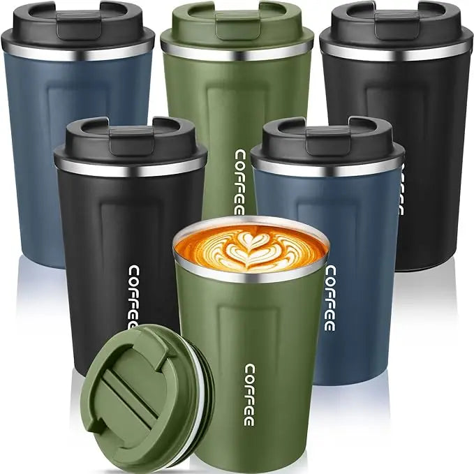 Powder Coated 350 510Ml 304 Stainless Steel Screw Lid Thermal Coffee Mug Coffee Tumbler Car Travel Mug With Logo Water Bottle