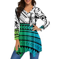 White Green Vintage Long Sleeve Shirts for Womens Plus Size Irregular Tops Casual Summer Fall Clothes Asymmetrical Tunic Blouses