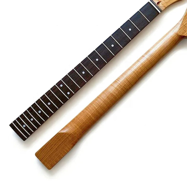 Custom Nitro Finished Vintage 25.5" Tiger Flame Maple Roasted Guitar Neck for TL Guitar  Replacement with Rosewood Fingerboard