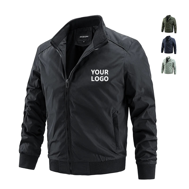 Windbreaker Jacket Custom Embroidery Wholesale Fashion Black Plus Size Men's Jackets