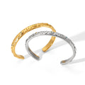 French Royal Stainless Steel 18K Gold Plated Embossed Star Moon Color Zircon Opening Women Bangle Bracelets