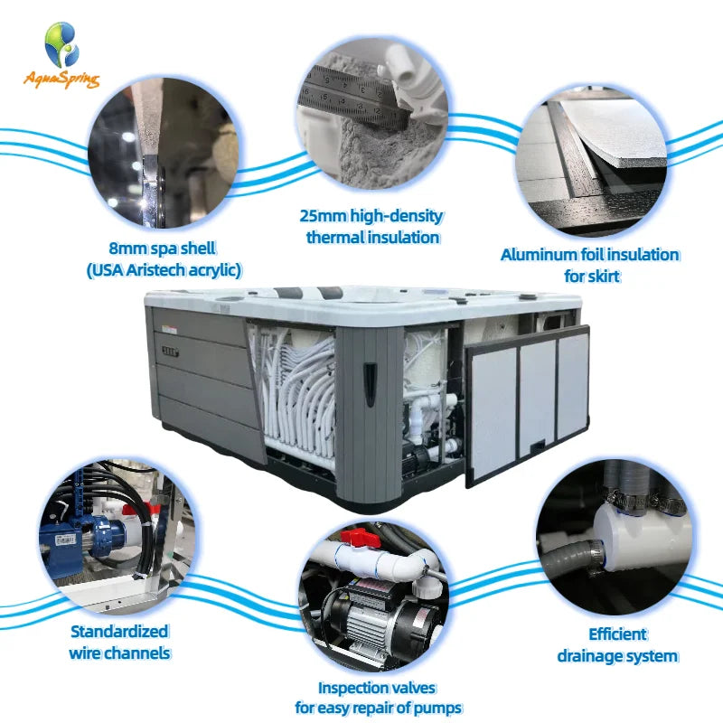 CE Approved whirlpool Spa Massage Spa Tub Outdoor Jacuzzier Balboa Gecko SpaNet Joyonway Hot Tub for 5 Person
