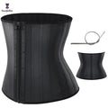 Front Zipper Women Waist Shaper Plus Size Black Skin Color Latex Sashes Flat Belly Slimming Sheath With 25 Steel Bone