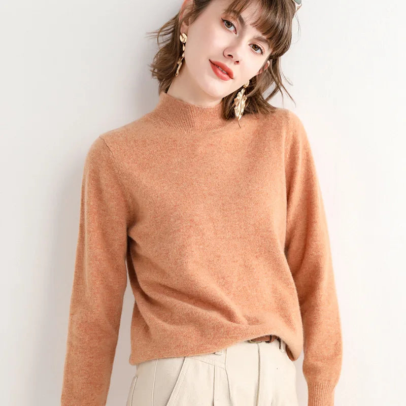 New Arrival in Stock 2024 Winter Wool Knitwear Fashion Solid Color Women Pullover Luxury Soft 12 Gauge Women Cashmere Sweater