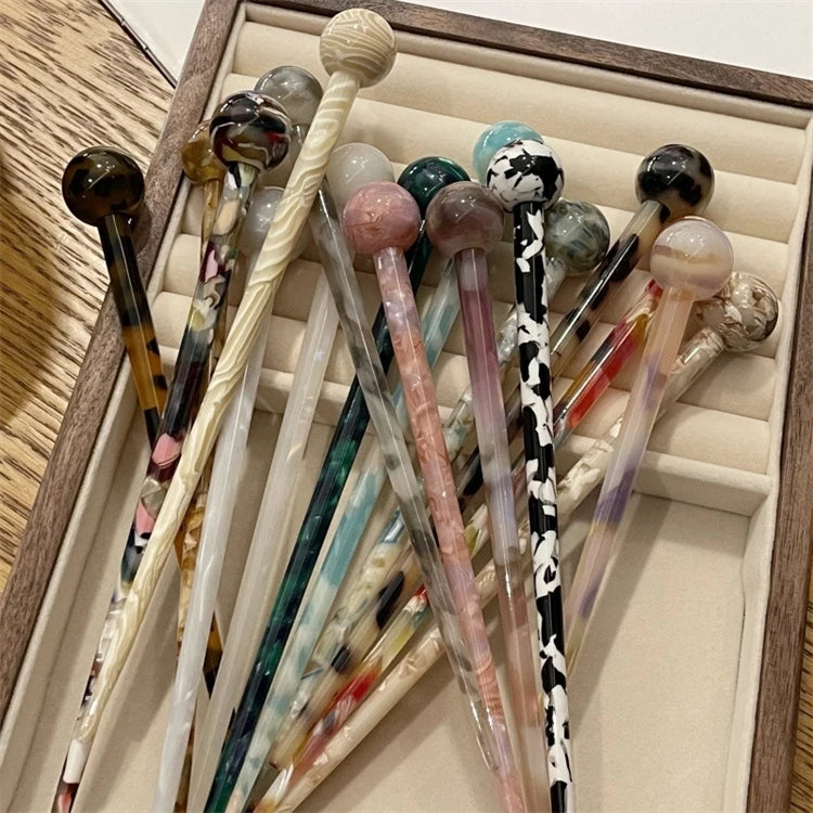 Acetate Thick Luxury Hair Stick Wand Chinese Traditional Hairpins Acid Korean Chopsticks Girls