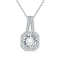Elegant Queen square Bag 1ct Moissanite Silver 925 Necklace Charms Plane Diamond Stone Cut Necklace