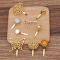 Filigree Flower Metal Ponytail Hooks Pads for Put Charms Antique Hair Accessories