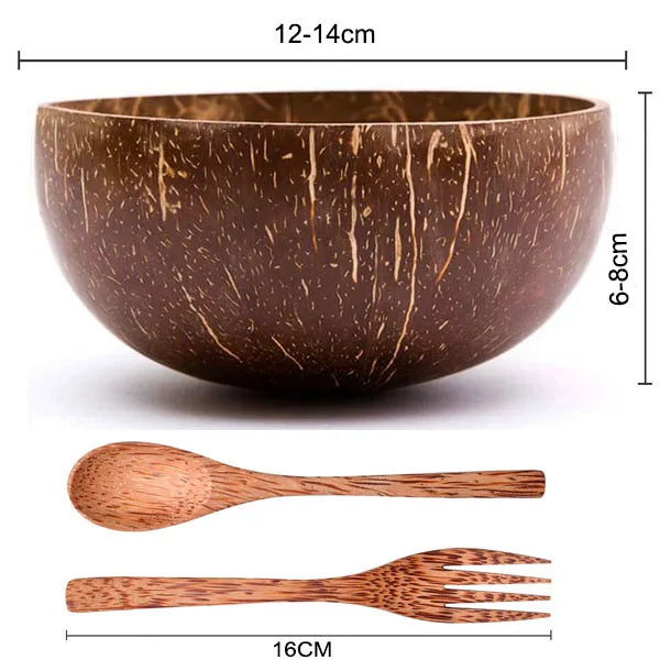 Unique Gift Natural Polished Shaped Handmade Reusable Breakfast Vegan Salad Smoothie Acai Coconut Bowl Set for Breakfast