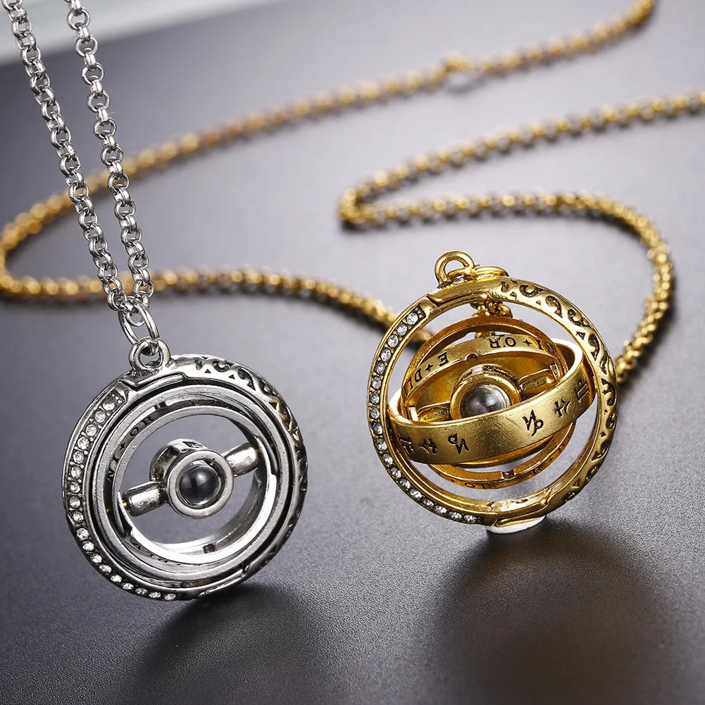 Openable Astronomical Ball Projection Rotating Necklace 100 Language I Love You Pendant Necklace for Women Men Chocker