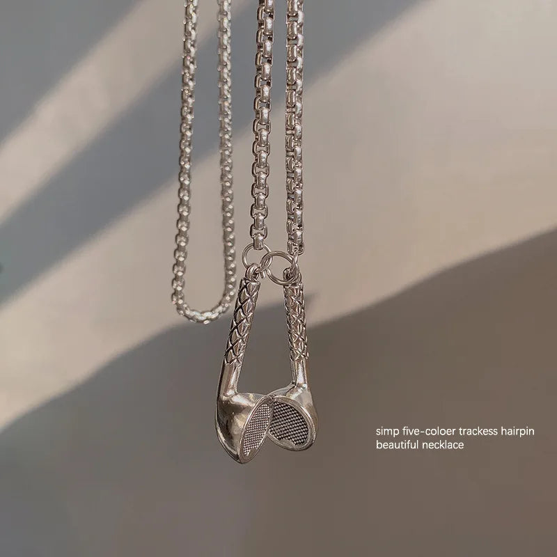 Hip Hop Punk Gold Silver Color Music Earphones Necklaces Long Chain Earplugs Necklace for Men Women Fashion Jewelry Pendants
