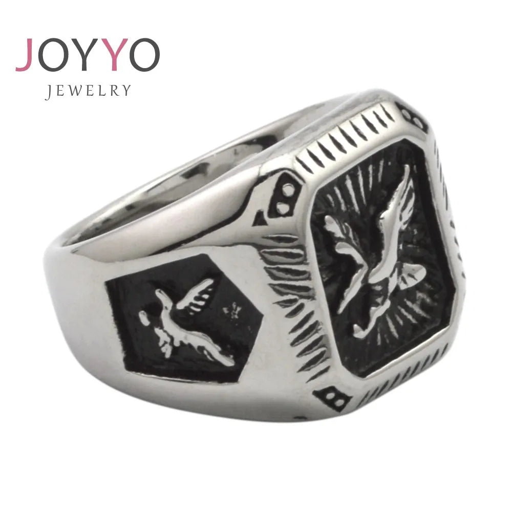 Custom 2024 Hip Hop Jewelry Fashion Eagle Stainless Steel Couples Eagle Rings