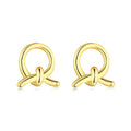 S925 Sterling Silver 18k Gold Plated Chunky Twisted Rope Knot Circle Stud Earrings