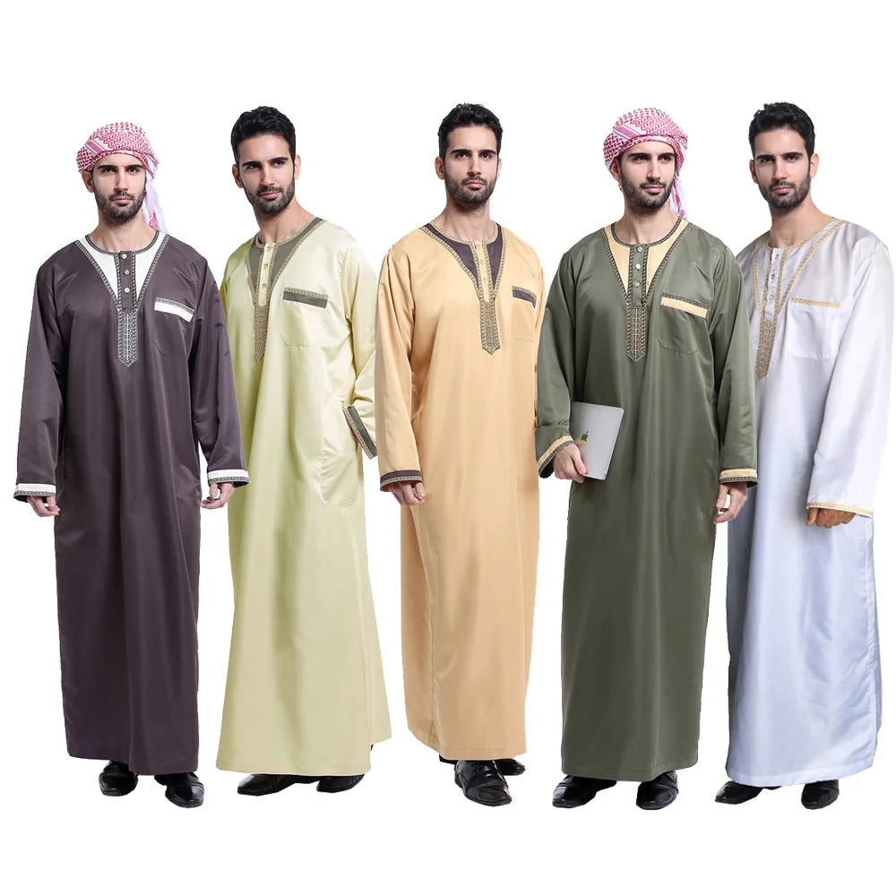 Wholesale High Quality Muslim Daffah Men Thobe Abaya