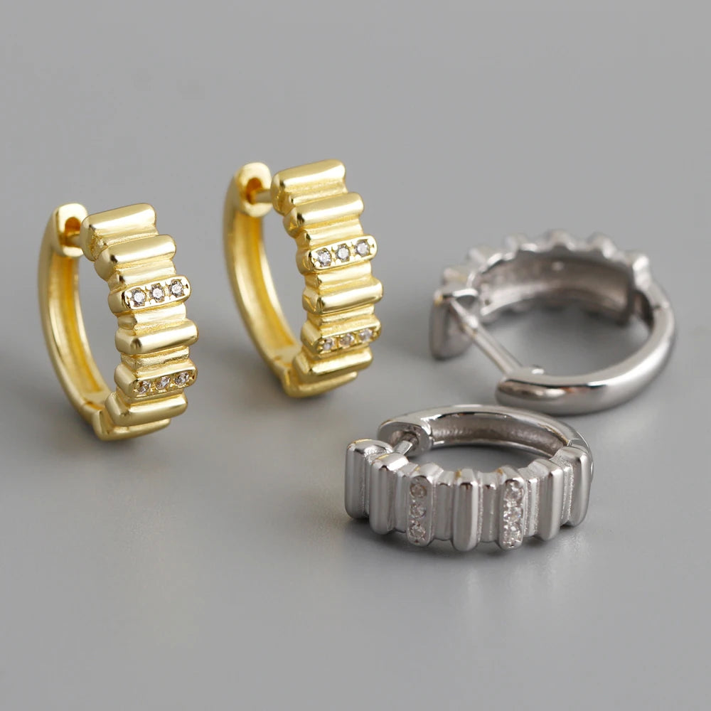 Wholesale Fashion Jewelry 925 Sterling Silver Diamond Cubic Zircon Irregular Gold Plated Hoop Earring Jewelry for Women