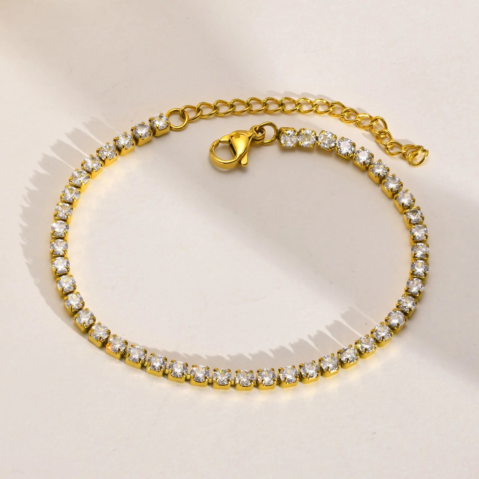 Wholesale Fine Jewelry Bracelets & Bangles Gold Plated Stainless Steel Crystal Zircon Bracelet for Women Gift