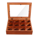 Large Wooden Red Wood Ring Earring Stud Bangle Gemstone Sundries Storage Case Display Box With Window