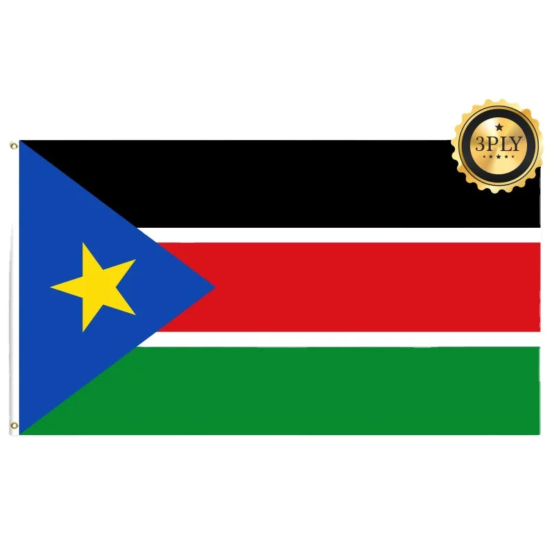 3x5Ft South Sudan Flag Banner With 3 Ply Double Sided and Two Brass Grommets Wall Handing Outdoor Decor
