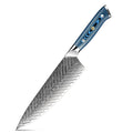 Superior 73 Layers Damascus Steel Ladder Pattern Effortless 8 Inch Chef Knife With Blue Belle Pakka Wood Full Tang Handle