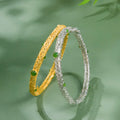Vintage Fine Carving Gold Color Hollow Bangles for Women Traditional Ancient China Luxury Jewelry Inlay Jade Hand Chain Bracelet