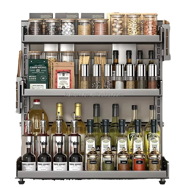 Customized Metal Spice Rack Display Organizer Three-Tier Standing Type for Countertop Retail Sale