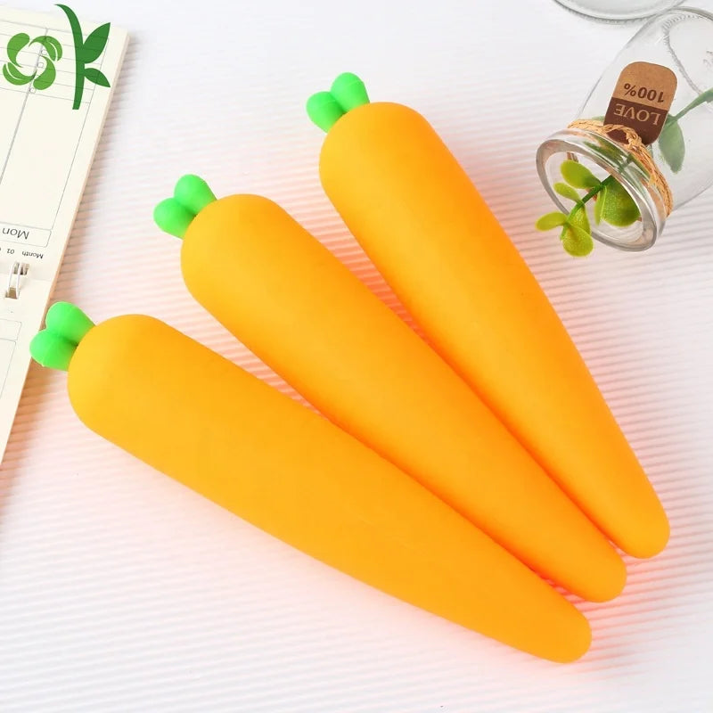 OKSILICONE Hot Sale Pen Bag Silicone Cosmetic Pouch With Zipper Creative Kawaii for Kids Storage Student Stationery Pencil Case