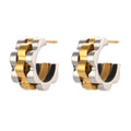 Hypoallergenic Hip Hop 18K Gold Plated Watch Band Shape CC Stud Earrings Personality Stainless Steel Link Chain Earrings YF3364
