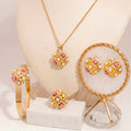 Bangle Joyas Acero Inoxidable Women Zircon Diamond Shiny Gold Plated Filled Jewelry Set Fine Fantasy