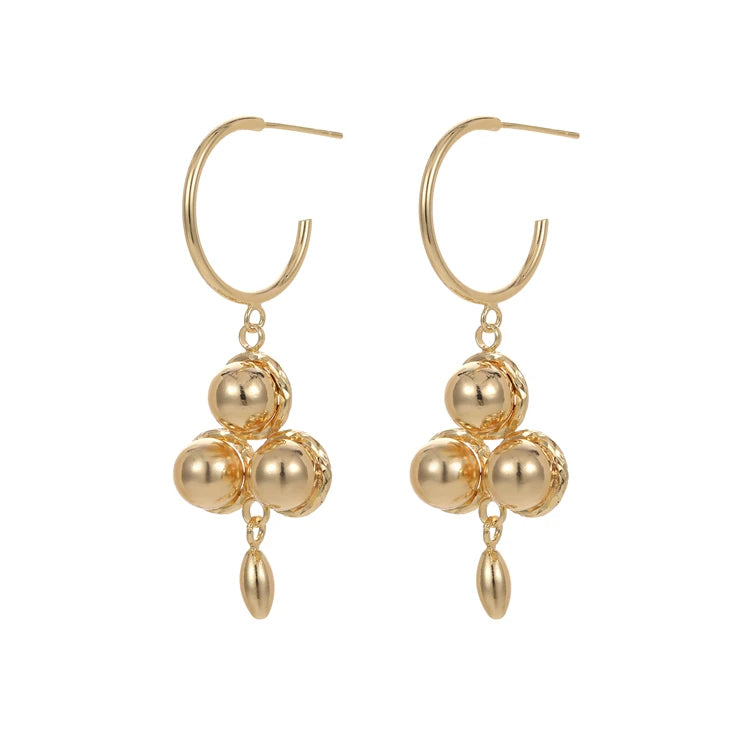 Ladies Christmas Earrings Fashion Jewelry Accessories Gold Plated Ball Drop Earrings for Women
