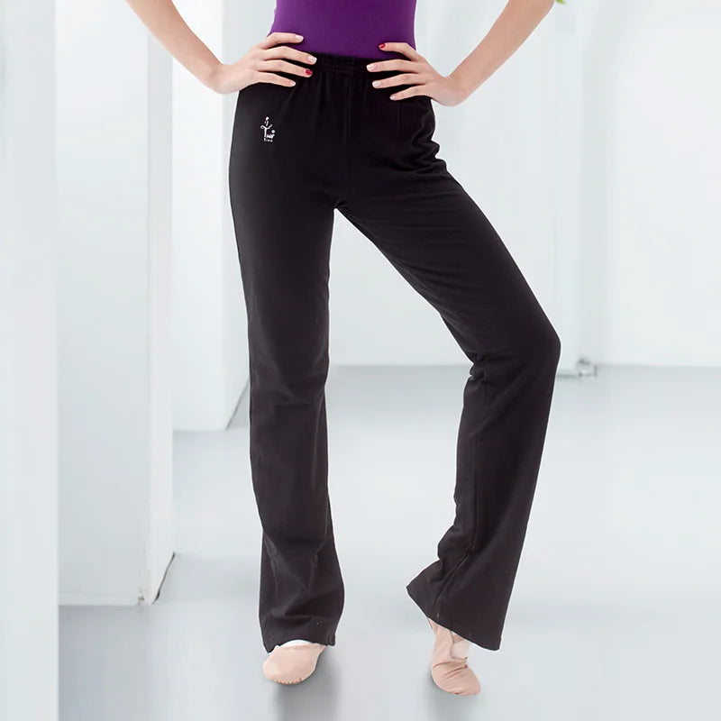 Straight Leg Loose Casual Pants Women Modern Ethnic Square Dance Pants Black Dancing Pants Cotton Training for Women Adults