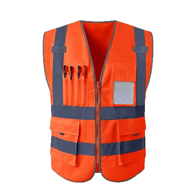 High Visibility Work Reflective Vest Jacket Construction Security Safety Vest Reflective Strip Fabric High Reflective Fabric