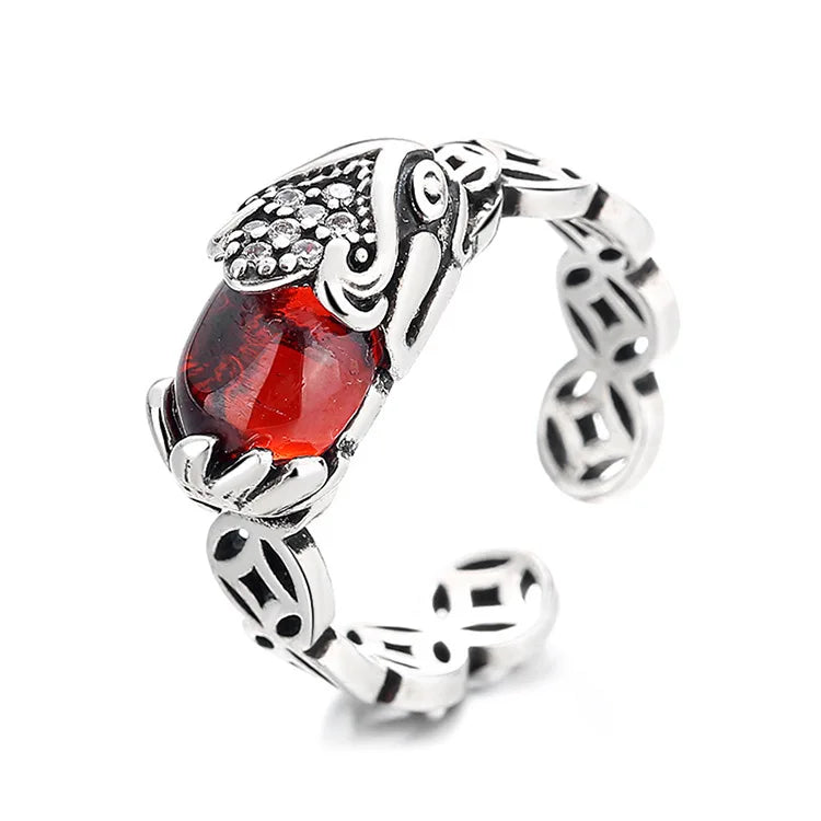 Buddhist Pixiu Ring for Women Men Charms Creative Adjustable Ring Feng Shui Amulet Wealth Lucky Open Adjustable PiYao Ring