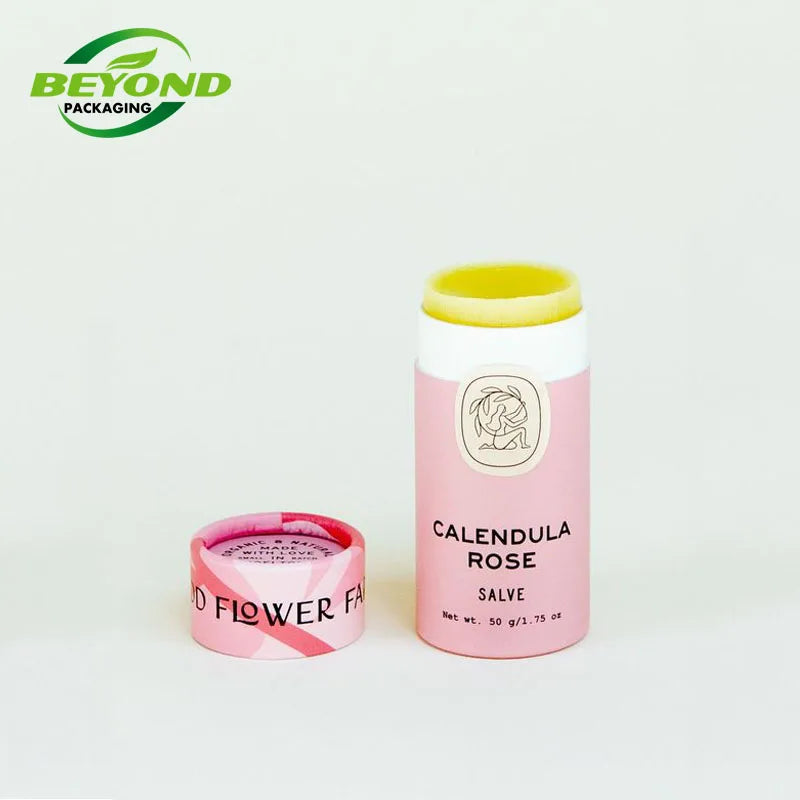100% Biodegradable Recycled Eco Friendly Cardboard Cylinder Push up Lipbalm Tube Black Paper Lip Balm Tube Packaging