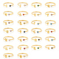 Trendy Simple Band Stainless Steel Fashion 18K Gold Birth Flower Stone Open Jewelry Engagement Rings Rings for Women