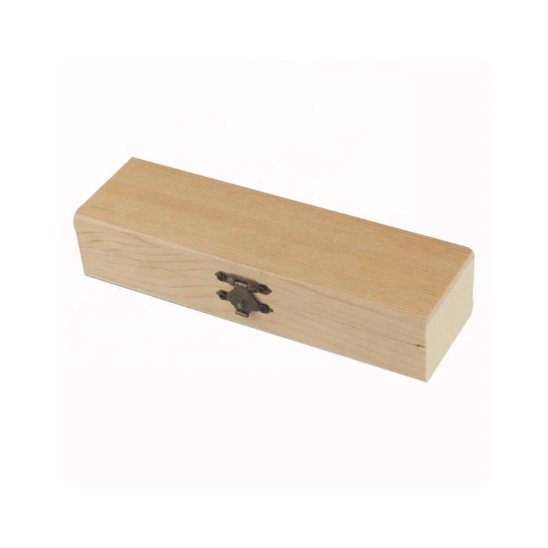 Unfinished Wooden Pencil Box DIY Artist Tool and Brush Storage Case with Locking Clasp Rectangle Unpainted for Jewelry Use