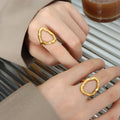 Bohemia Style Fashion Women Jewelry Fancy Irregular Shape 18K PVD Gold Plated Stainless Steel Open Ring