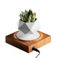 HCNT Magnetic Levitation Floating Bonsai Planter ABS Plastic Chrome Plating Artificial Flowers Square Shape Minimalist Style