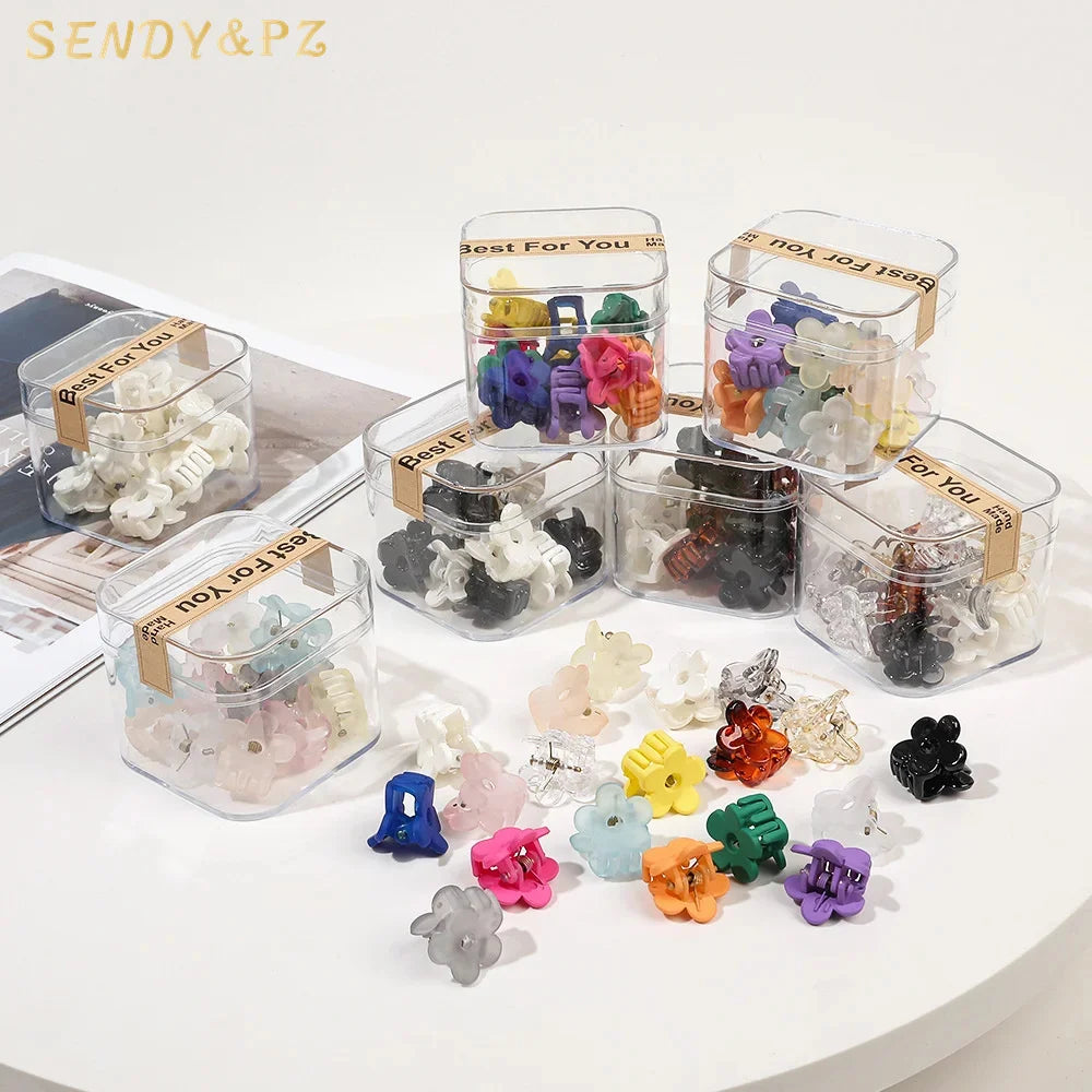 Korean High-quality Wholesale Women Plastic Small Claw Clips Colorful Cute Matte Box Packing Mini Clip Hairs for Girls