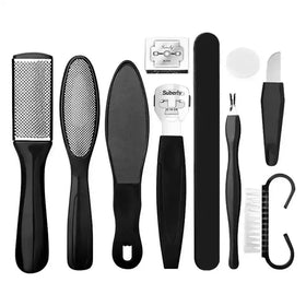 Practical Good Things 10-In -1 Stainless Steel Foot File to Remove Dead Skin Calluses Foot Trimming Tool Suit