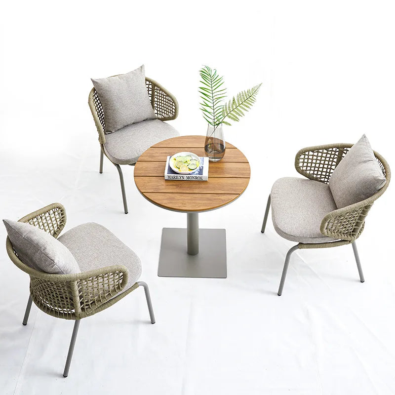 Leisure Style Round Plastic Wood Aluminum Balcony Garden Outdoor Patio Coffee Table Furniture