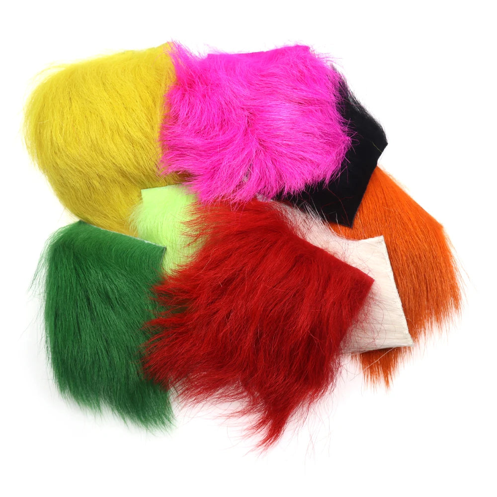 6X6CM Parachute Fly Fly Tying Material Goat Fur Mini Bucktail Jigs Streamer Tying Fur Patch