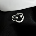 Fashion Minimalist Smiling Face 925 Sterling Silver Statement Jewelry Adjustable Ring for Women