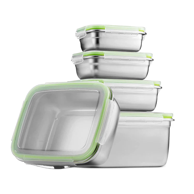 Hot Sell Camping Lunch Box Storage Stainless Steel 304 Food Container PP Lids BPA Free Leak Proof Microwavable Freshness