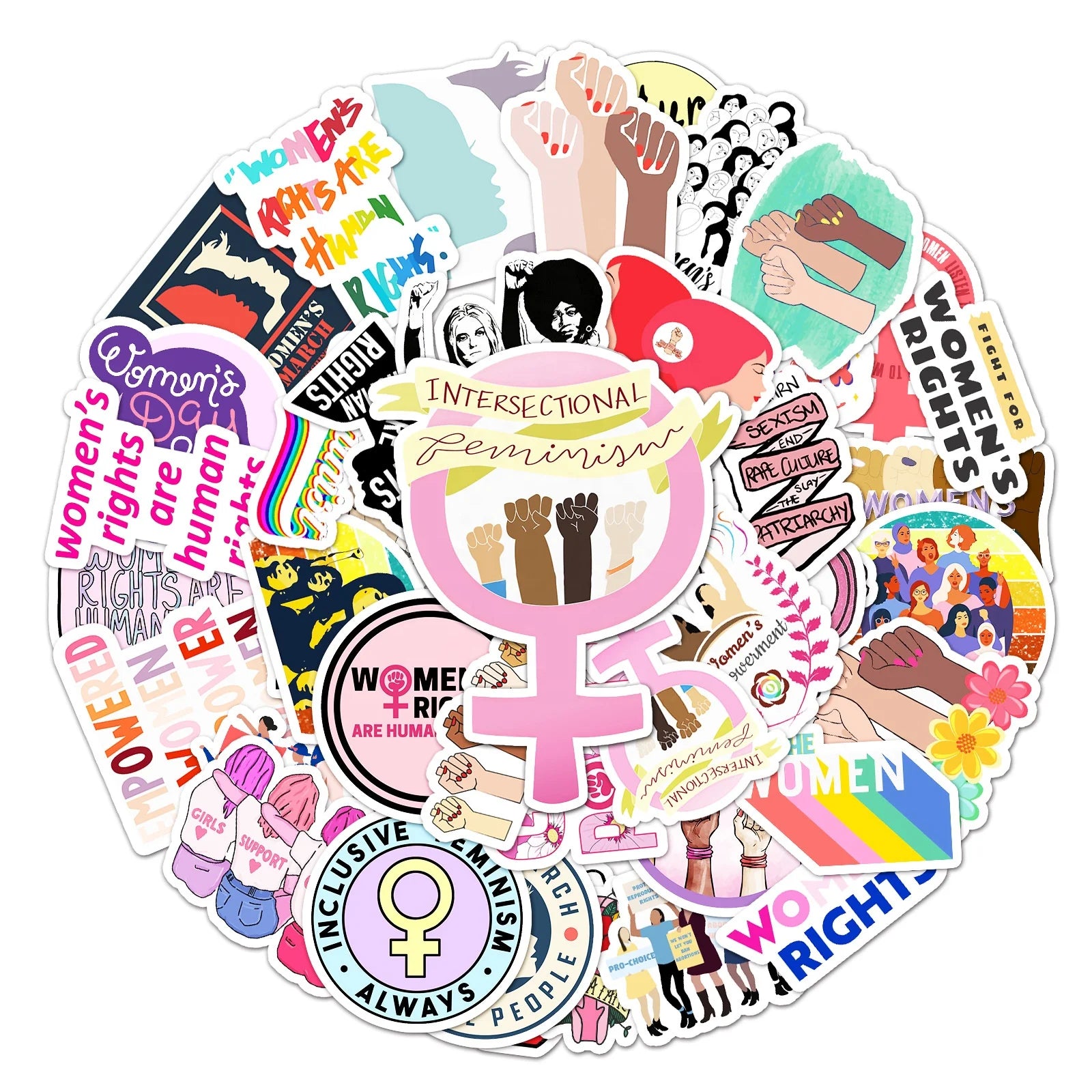 50Pcs Girl Power Women Free Feminist Sticker for Girl Diy Decorative Notebook Phone Luggage Laptop Graffiti Stickers