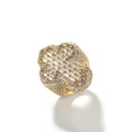 Fashionable 18K Gold Plated Luxury HipHop Style Big Chunky Baguette Cross Finger Ring for Women Men for Engagement 5A Zircon
