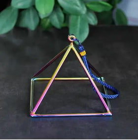 8 Inch Pure Quartz Clear Crystal Singing Pyramid Set Preferential Price With a Red Handing Cord and Sheepskin Rod for Free