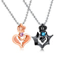 Minority Design Personalized Stainless Steel Couple Necklace Crown Love Diamond Pendant Necklace King Queen Symbol Necklace