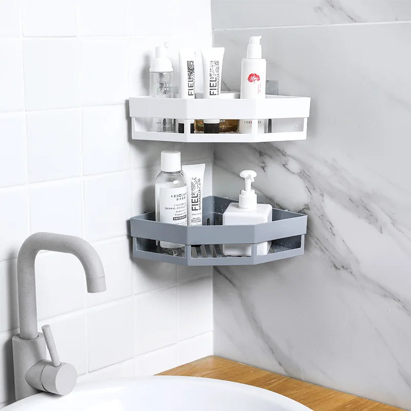 JAYA Hole-Free Corner Rack Bathroom Rack Bathroom Traceless Wall Hanging Tripod Storage Rack